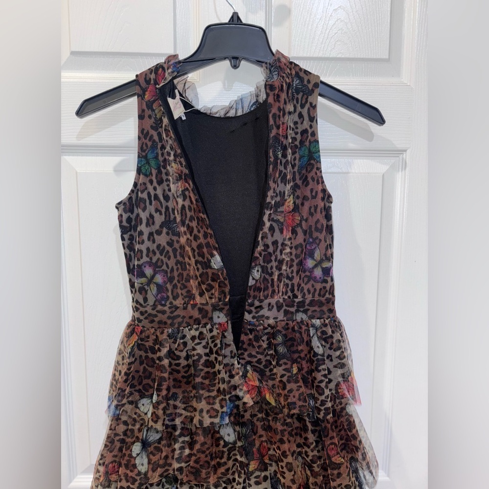 Hannah Banana animal print tiered ruffle dress wi SZ 16 - Picture 4 of 8